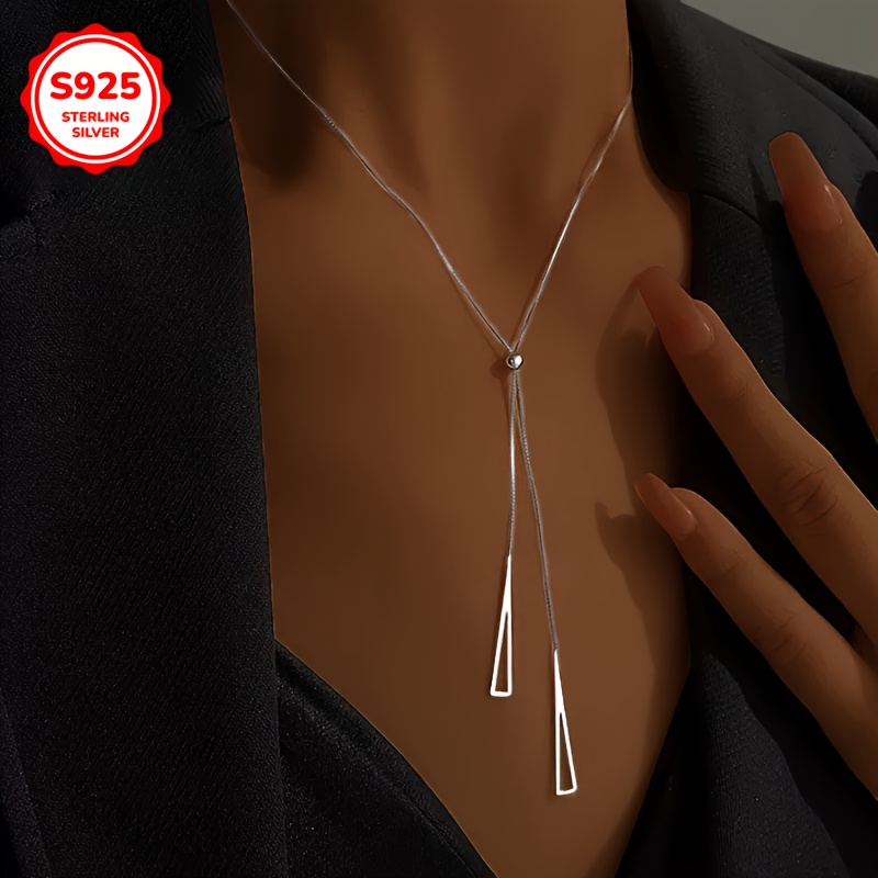 925 Silver Y Necklace Geometric Lightweight Daily Wear